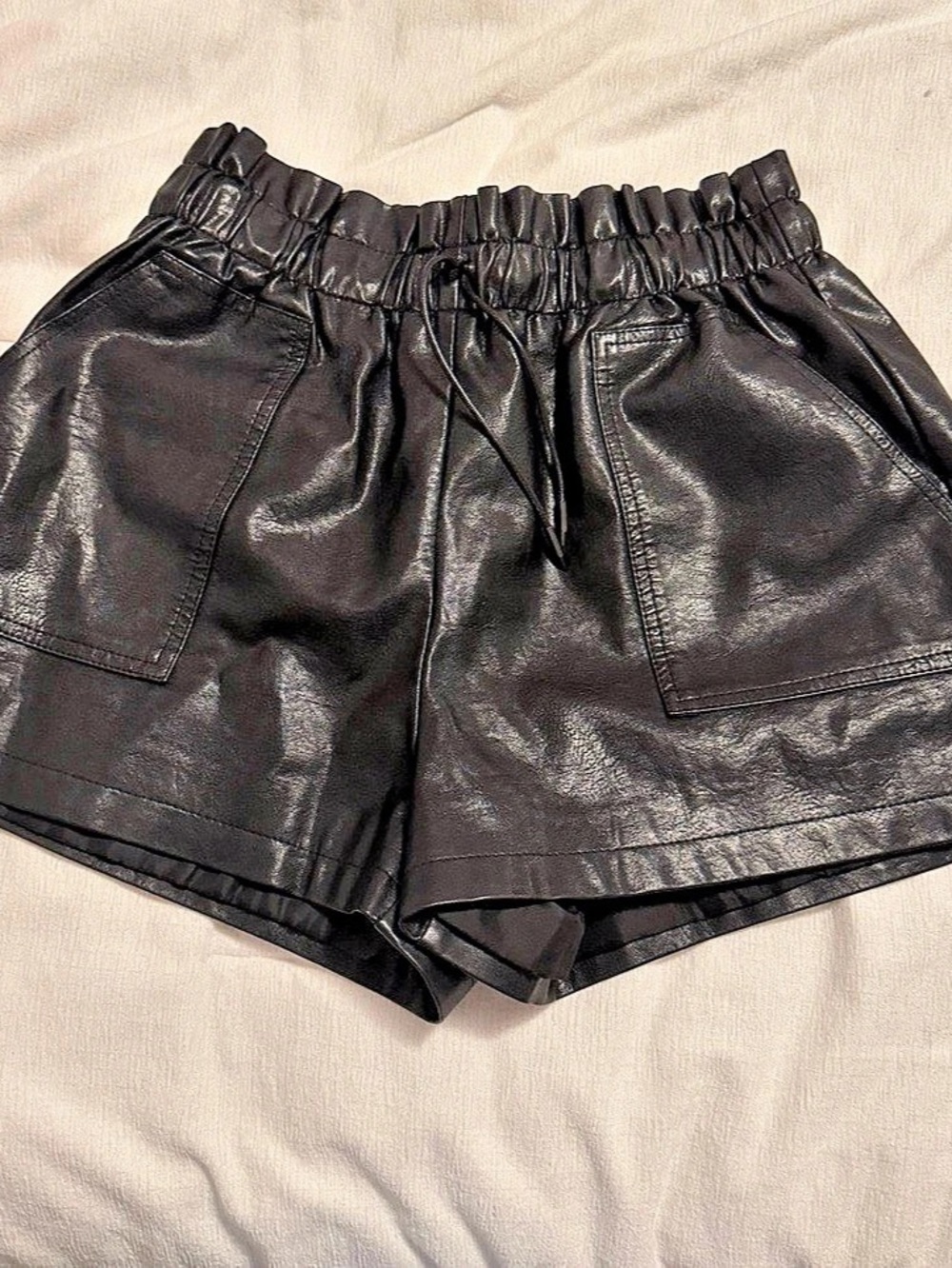 Black Faux Leather Shorts